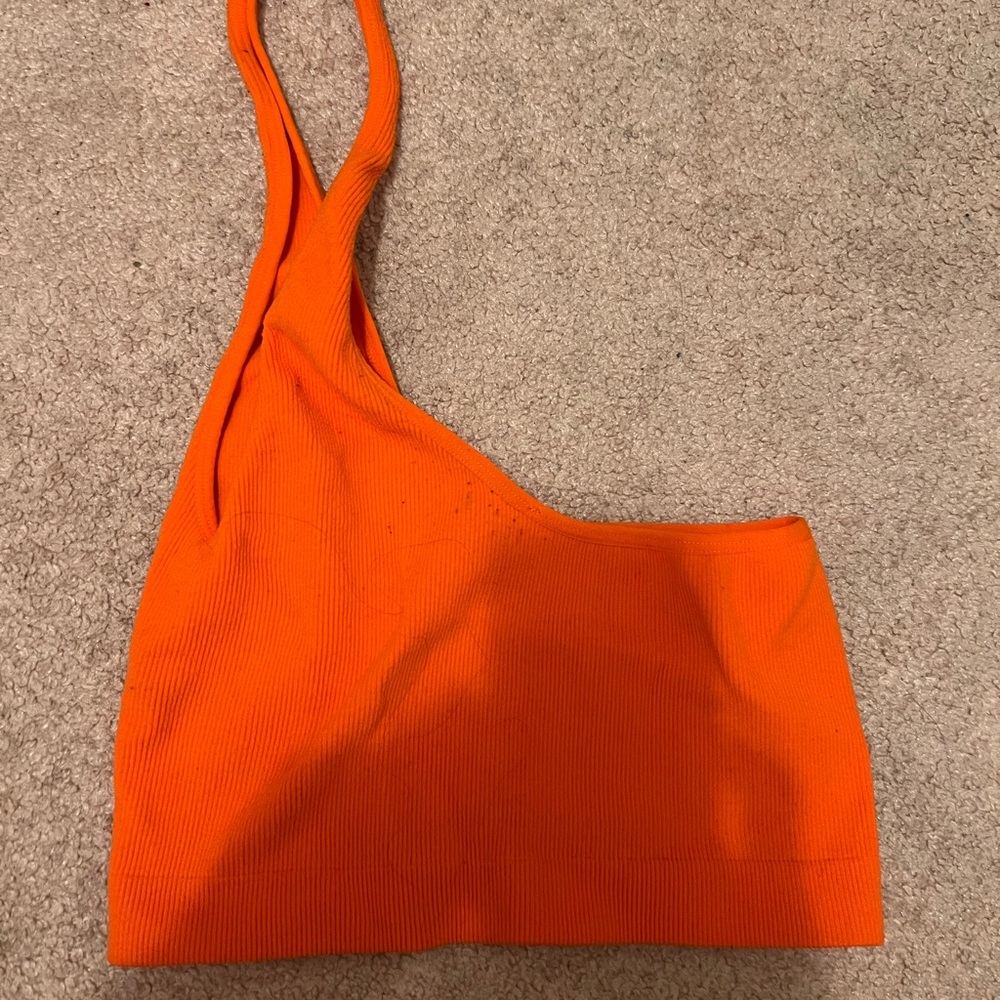 SHEIN Orange Asymmetrical Crop Top